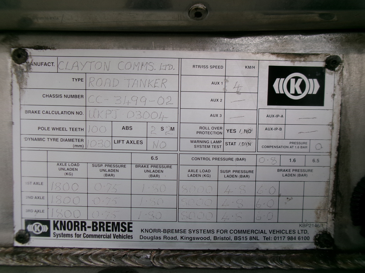 Επικαθήμενο βυτίο για τη μεταφορά ασφάλτου Clayton Bitumen tank inox 31 m3 / 1 comp: φωτογραφία 12