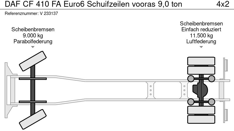 Φορτηγό κόφα DAF CF 410 FA Euro6 Schuifzeilen vooras 9,0 ton: φωτογραφία 16