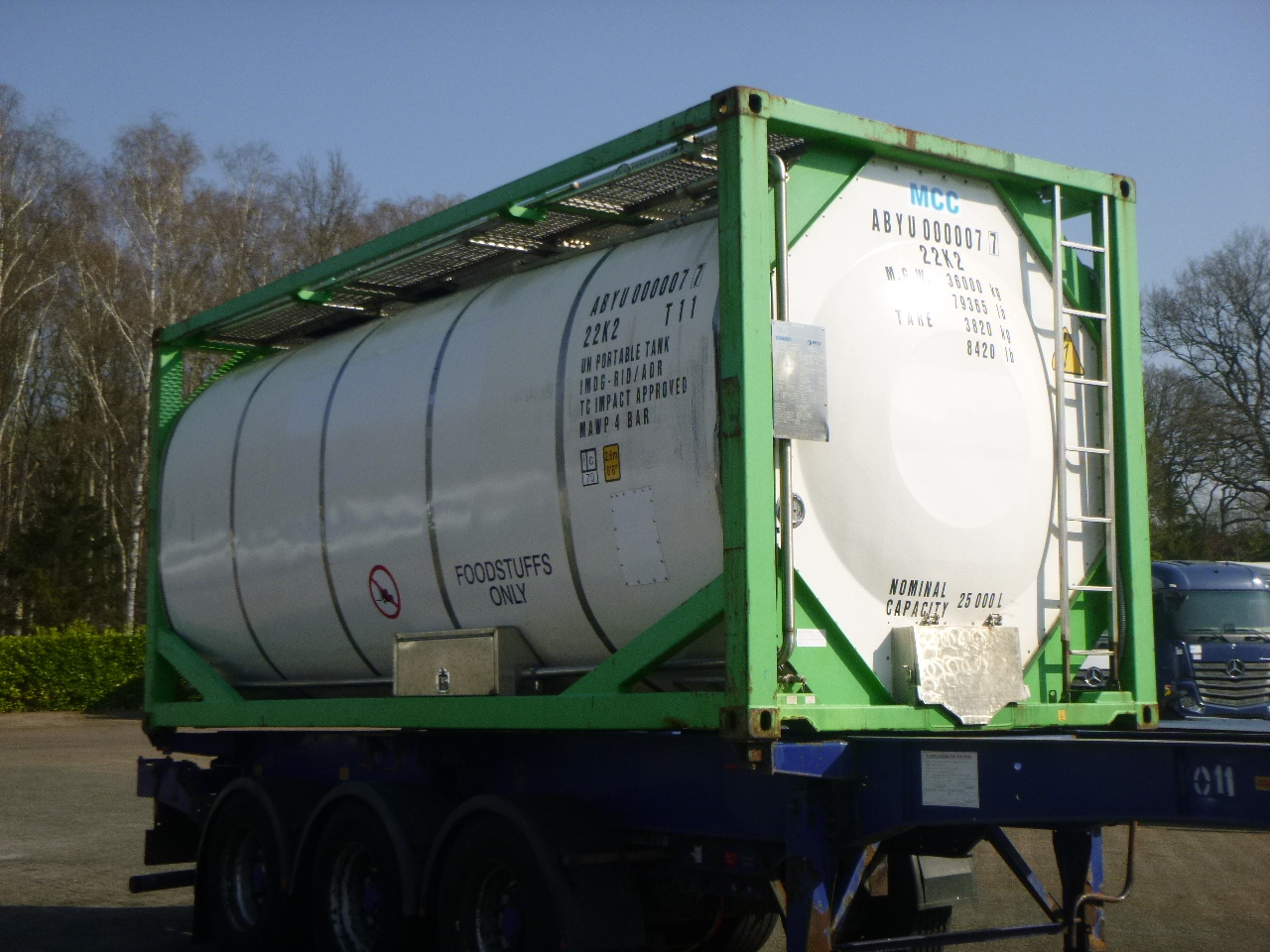 Εμπορευματοκιβώτιο-δεξαμενή, Επικαθήμενο Danteco Food tank container inox 20 ft / 25 m3 / 1 comp: φωτογραφία 2