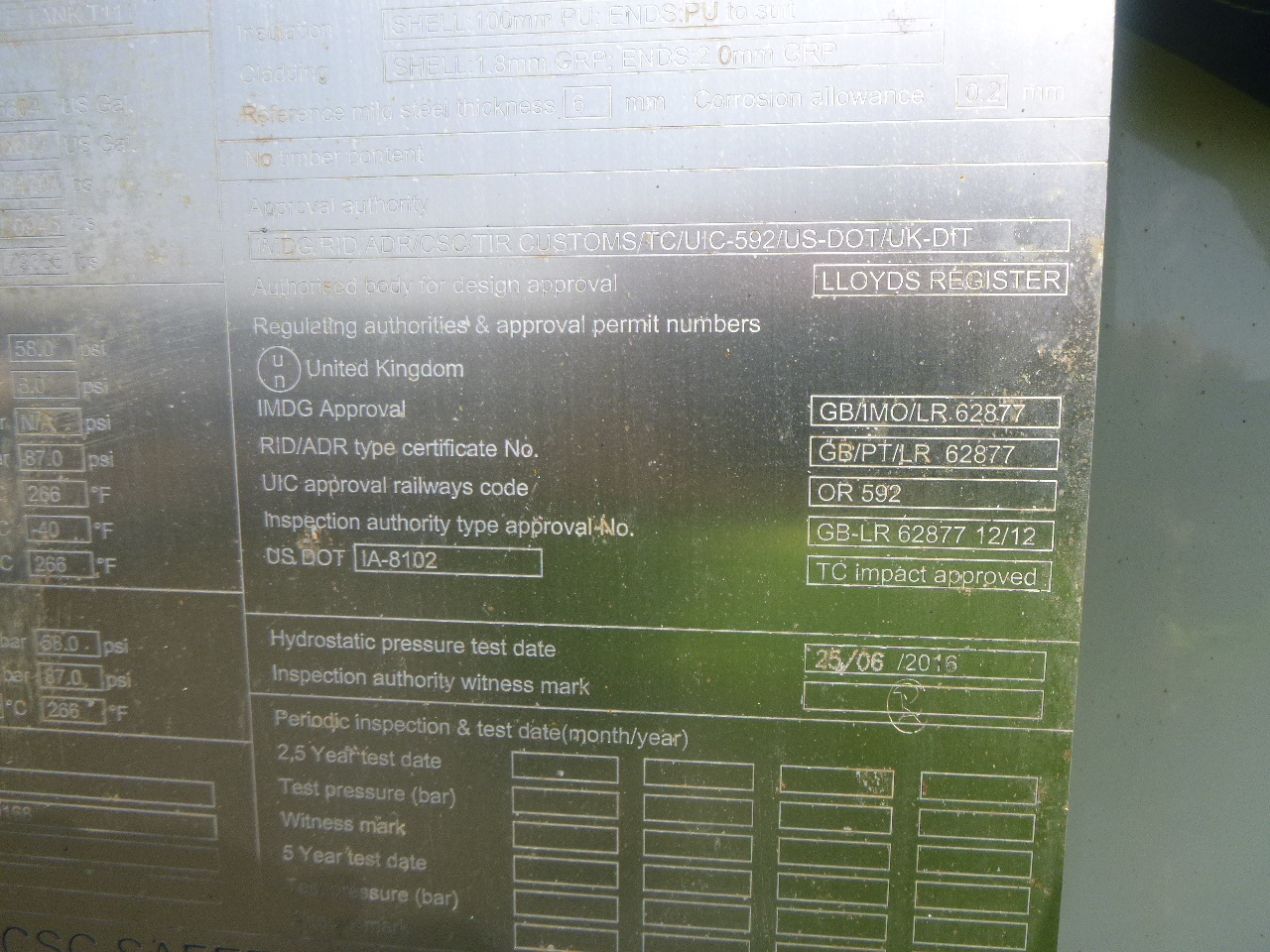 Εμπορευματοκιβώτιο-δεξαμενή, Επικαθήμενο Danteco Food tank container inox 20 ft / 25 m3 / 1 comp: φωτογραφία 22