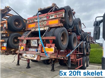 Επικαθήμενο μεταφοράς εμπορευματοκιβωτίων/ Κινητό αμάξωμα Fruehauf Stack 5X 20 ft skelet*: φωτογραφία 1