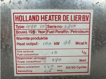 Θερμάστρα κατασκευή Holland Holland Heater HHO 10 Kachel 100 kW Diesel Heater: φωτογραφία 5