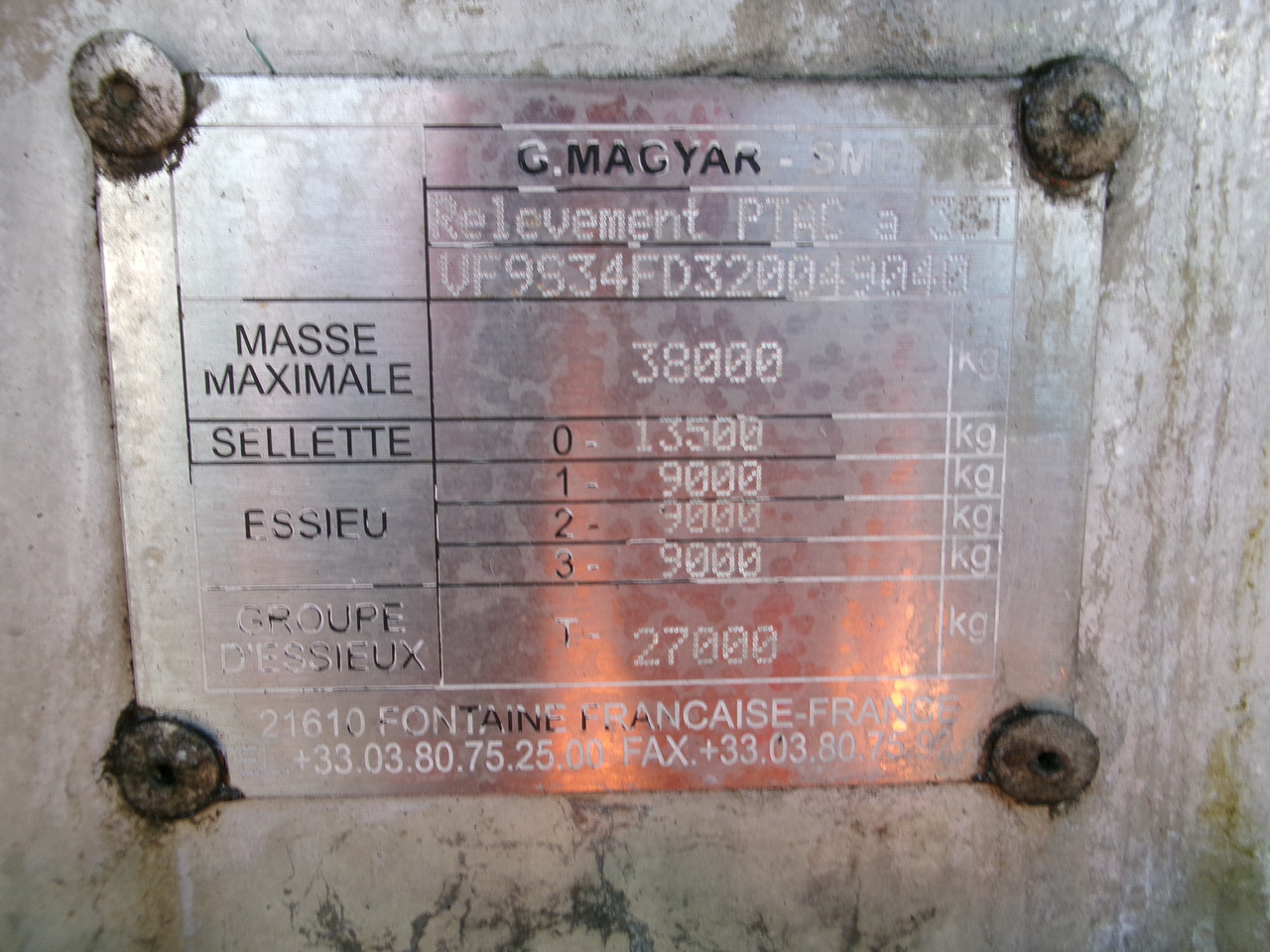 Επικαθήμενο βυτίο για τη μεταφορά ασφάλτου Magyar Bitumen tank inox 29.5 m3 / 1 comp + pump / ADR 13/12/2023: φωτογραφία 21