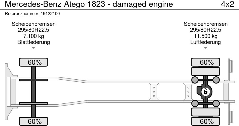 Φορτηγό μουσαμάς Mercedes-Benz Atego 1823 - damaged engine: φωτογραφία 10