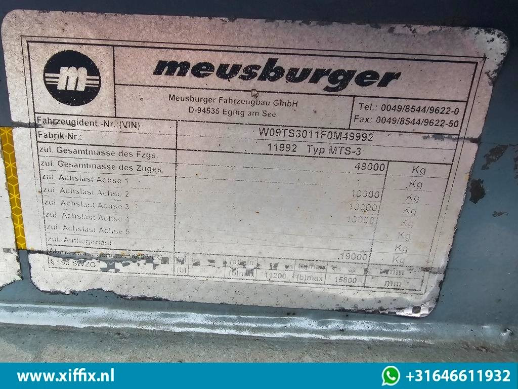Επικαθήμενο με χαμηλό δάπεδο Meusburger 3-ass. Uitschuifbare semi dieplader met aluminium kleppen en wielkuip: φωτογραφία 15