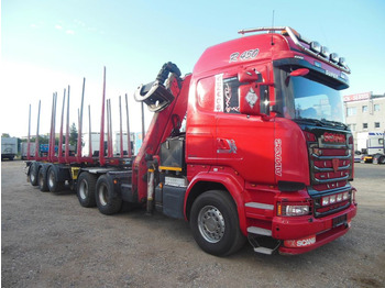 Φορτηγό ξυλείας, Φορτηγό με γερανό Scania R450,6X4, EPSILON 170+AUFLIEGER UMIKOV TELESKOP: φωτογραφία 2