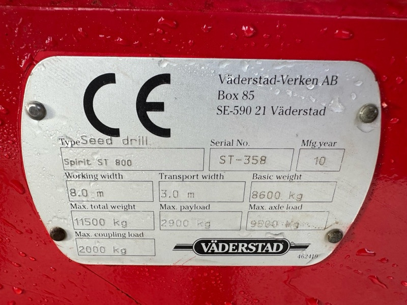 Σπαρτική με σβάρνα Väderstad Spirit ST 800: φωτογραφία 8