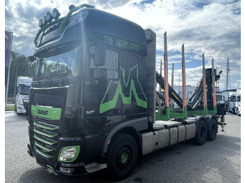 Φορτηγό ξυλείας, Φορτηγό με γερανό DAF FAT XF 530 SSC, Holztransport, Greifer mit Säge: φωτογραφία 2