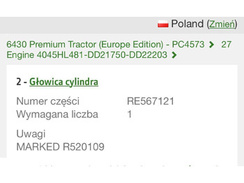 Κυλινδροκεφαλή για Γεωργικά μηχανήματα John Deere R520109, RE553422, RE523430, RE567121 - Głowica cylindrów: φωτογραφία 3 Κυλινδροκεφαλή για Γεωργικά μηχανήματα John Deere R520109, RE553422, RE523430, RE567121 - Głowica cylindrów: φωτογραφία 3