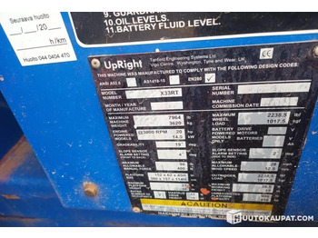 Ψαλιδωτό ανυψωτικό Upright X33RT, 2008, scissor lift, 1,510 h, Hyvinkää: φωτογραφία 4 Ψαλιδωτό ανυψωτικό Upright X33RT, 2008, scissor lift, 1,510 h, Hyvinkää: φωτογραφία 4