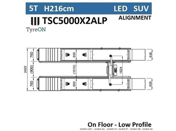 Εξοπλισμός γκαράζ TSC5000X2A LP wheel alignment lift - On floor - Free wheel lifting system - 5.2 m lightened runways (76 cm wide) - Low profile - 5T: φωτογραφία 4