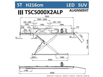 Εξοπλισμός γκαράζ TSC5000X2A LP wheel alignment lift - On floor - Free wheel lifting system - 5.2 m lightened runways (76 cm wide) - Low profile - 5T: φωτογραφία 3