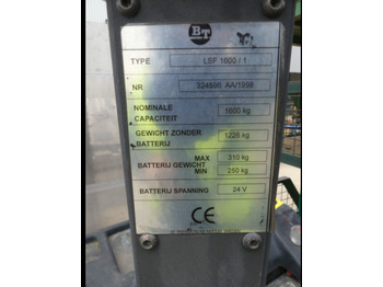 Μηχάνημα στοίβαξης Gerbeur électrique (pour pièces) BT LSF 1600/1 - Réf : 9760-207: φωτογραφία 3