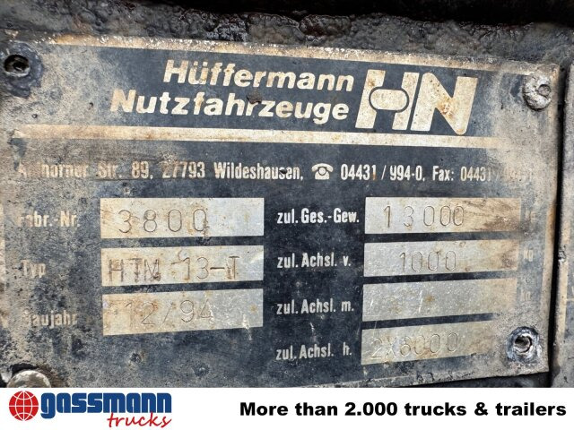 Hüffermann HTM 13-T Anhänger für Abetzcontainer - Ρυμούλκα μεταφοράς εμπορευματοκιβωτίων/ Κινητό αμάξωμα: φωτογραφία 2 Hüffermann HTM 13-T Anhänger für Abetzcontainer - Ρυμούλκα μεταφοράς εμπορευματοκιβωτίων/ Κινητό αμάξωμα: φωτογραφία 2