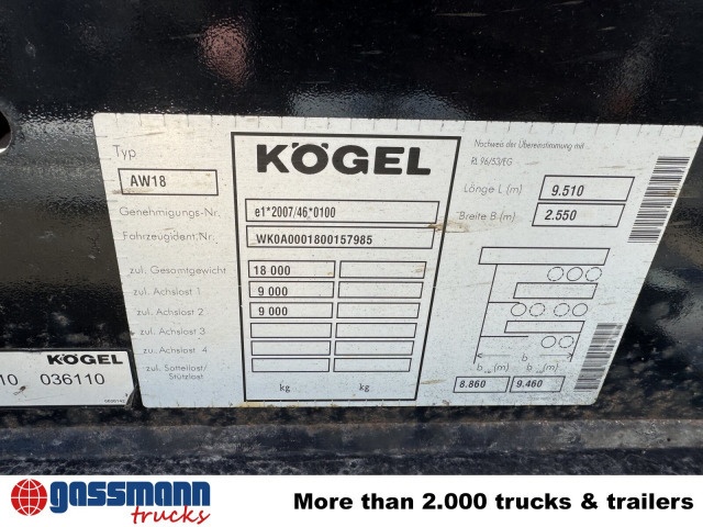 Kögel AW 18 - Ρυμούλκα μεταφοράς εμπορευματοκιβωτίων/ Κινητό αμάξωμα: φωτογραφία 2 Kögel AW 18 - Ρυμούλκα μεταφοράς εμπορευματοκιβωτίων/ Κινητό αμάξωμα: φωτογραφία 2