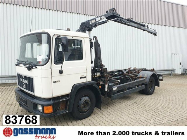 MAN 14.152 F 4x2 BB mit Kran Hiab 060-2 - Φορτηγό φόρτωσης γάντζου, Φορτηγό με γερανό: φωτογραφία 1 MAN 14.152 F 4x2 BB mit Kran Hiab 060-2 - Φορτηγό φόρτωσης γάντζου, Φορτηγό με γερανό: φωτογραφία 1