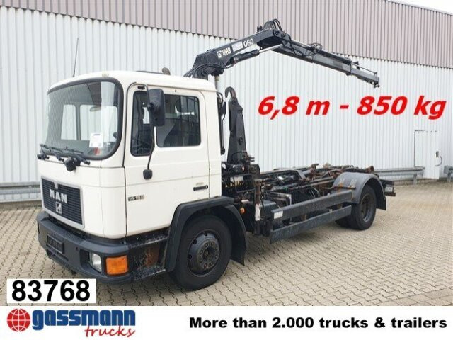 MAN 14.152 F 4x2 BB mit Kran Hiab 060-2 - Φορτηγό φόρτωσης γάντζου, Φορτηγό με γερανό: φωτογραφία 1 MAN 14.152 F 4x2 BB mit Kran Hiab 060-2 - Φορτηγό φόρτωσης γάντζου, Φορτηγό με γερανό: φωτογραφία 1
