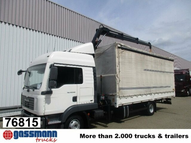 MAN TGL 12.240BL 4x2, mit Kran Hiab 088 mit Funk - Φορτηγό μουσαμάς, Φορτηγό με γερανό: φωτογραφία 1 MAN TGL 12.240BL 4x2, mit Kran Hiab 088 mit Funk - Φορτηγό μουσαμάς, Φορτηγό με γερανό: φωτογραφία 1