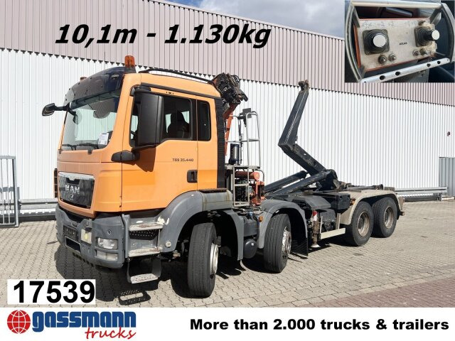 MAN TGS 35.440 8x4 BL, Meiller 19.62, Atlas Kran - Φορτηγό φόρτωσης γάντζου, Φορτηγό με γερανό: φωτογραφία 1 MAN TGS 35.440 8x4 BL, Meiller 19.62, Atlas Kran - Φορτηγό φόρτωσης γάντζου, Φορτηγό με γερανό: φωτογραφία 1
