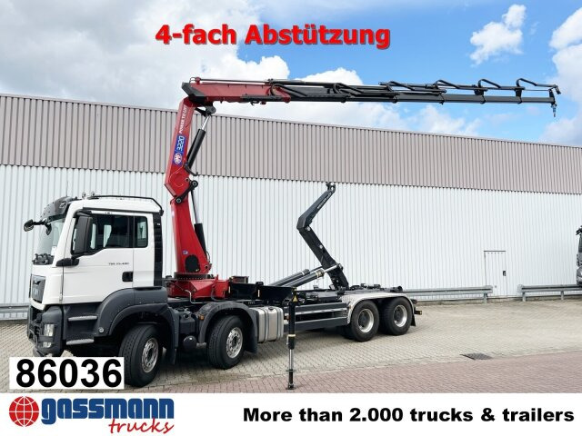 MAN TGS 35.480 8X4 BL, Intarder, Kran HMF 3220-K6, - Φορτηγό φόρτωσης γάντζου, Φορτηγό με γερανό: φωτογραφία 1 MAN TGS 35.480 8X4 BL, Intarder, Kran HMF 3220-K6, - Φορτηγό φόρτωσης γάντζου, Φορτηγό με γερανό: φωτογραφία 1