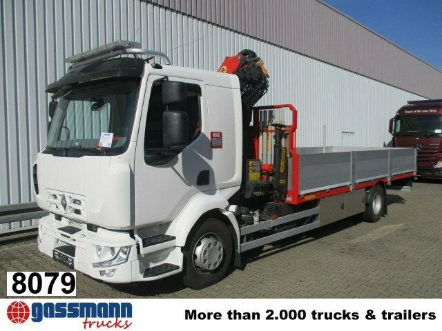 Renault Midlum 220 DXi 4x2 mit Kran Palfinger PK 11001 - Φορτηγό με ανοιχτή καρότσα, Φορτηγό με γερανό: φωτογραφία 1 Renault Midlum 220 DXi 4x2 mit Kran Palfinger PK 11001 - Φορτηγό με ανοιχτή καρότσα, Φορτηγό με γερανό: φωτογραφία 1