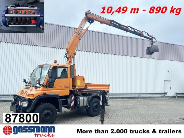 Unimog U400 4x4, Frontzapfwelle, Kipper, Kran MKG HKL - Φορτηγό ανατρεπόμενο, Φορτηγό με γερανό: φωτογραφία 1 Unimog U400 4x4, Frontzapfwelle, Kipper, Kran MKG HKL - Φορτηγό ανατρεπόμενο, Φορτηγό με γερανό: φωτογραφία 1