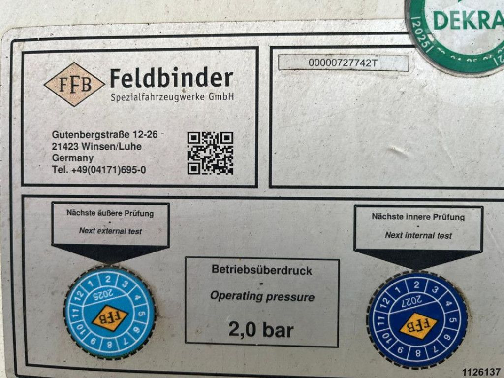 Feldbinder Silo für Staub und Rieselgüter EUT 40.3 Aufliege - Σιλοφόρο: φωτογραφία 5 Feldbinder Silo für Staub und Rieselgüter EUT 40.3 Aufliege - Σιλοφόρο: φωτογραφία 5