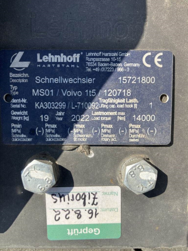 Lehnhoff Schnellwechsler mech. - Ταχυσύνδεσμος: φωτογραφία 3 Lehnhoff Schnellwechsler mech. - Ταχυσύνδεσμος: φωτογραφία 3