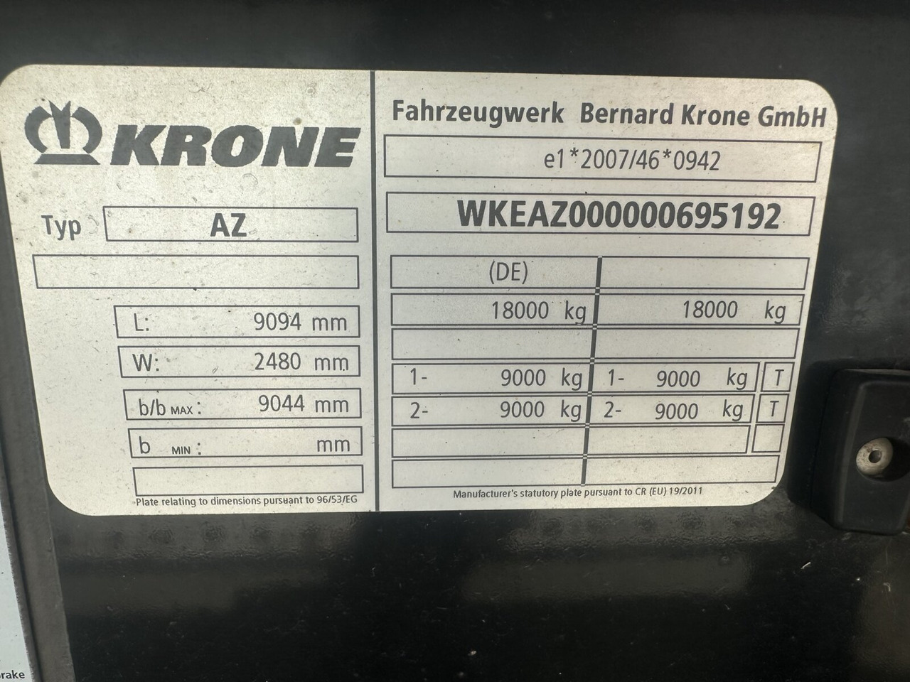 Krone AZW 18 AZW 18 - Ρυμούλκα μεταφοράς εμπορευματοκιβωτίων/ Κινητό αμάξωμα: φωτογραφία 2 Krone AZW 18 AZW 18 - Ρυμούλκα μεταφοράς εμπορευματοκιβωτίων/ Κινητό αμάξωμα: φωτογραφία 2