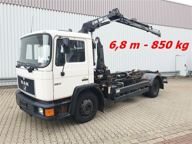 MAN 14.152 F 4x2 BB 14.152 F 4x2 BB mit Kran Hiab 060-2 - Φορτηγό φόρτωσης γάντζου, Φορτηγό με γερανό: φωτογραφία 1 MAN 14.152 F 4x2 BB 14.152 F 4x2 BB mit Kran Hiab 060-2 - Φορτηγό φόρτωσης γάντζου, Φορτηγό με γερανό: φωτογραφία 1