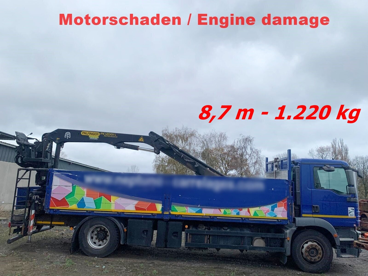 MAN TGM 18.290 4x2 BL mit MOTORSCHADEN! TGM 18.290 4x2 BL, Heckkran Palfinger PK12001L, MOTORSCHADEN! - Φορτηγό με γερανό, Φορτηγό με ανοιχτή καρότσα: φωτογραφία 1 MAN TGM 18.290 4x2 BL mit MOTORSCHADEN! TGM 18.290 4x2 BL, Heckkran Palfinger PK12001L, MOTORSCHADEN! - Φορτηγό με γερανό, Φορτηγό με ανοιχτή καρότσα: φωτογραφία 1
