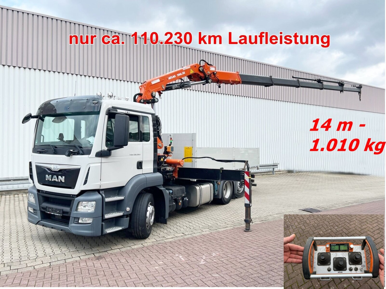 MAN TGS 26.360/400 6x2-4 BL TGS 26.360/400 6x2-4 BL, Lenk-/Lift, Kran Atlas AK 206.3E A5, Funk - Φορτηγό με γερανό, Φορτηγό με ανοιχτή καρότσα: φωτογραφία 1 MAN TGS 26.360/400 6x2-4 BL TGS 26.360/400 6x2-4 BL, Lenk-/Lift, Kran Atlas AK 206.3E A5, Funk - Φορτηγό με γερανό, Φορτηγό με ανοιχτή καρότσα: φωτογραφία 1
