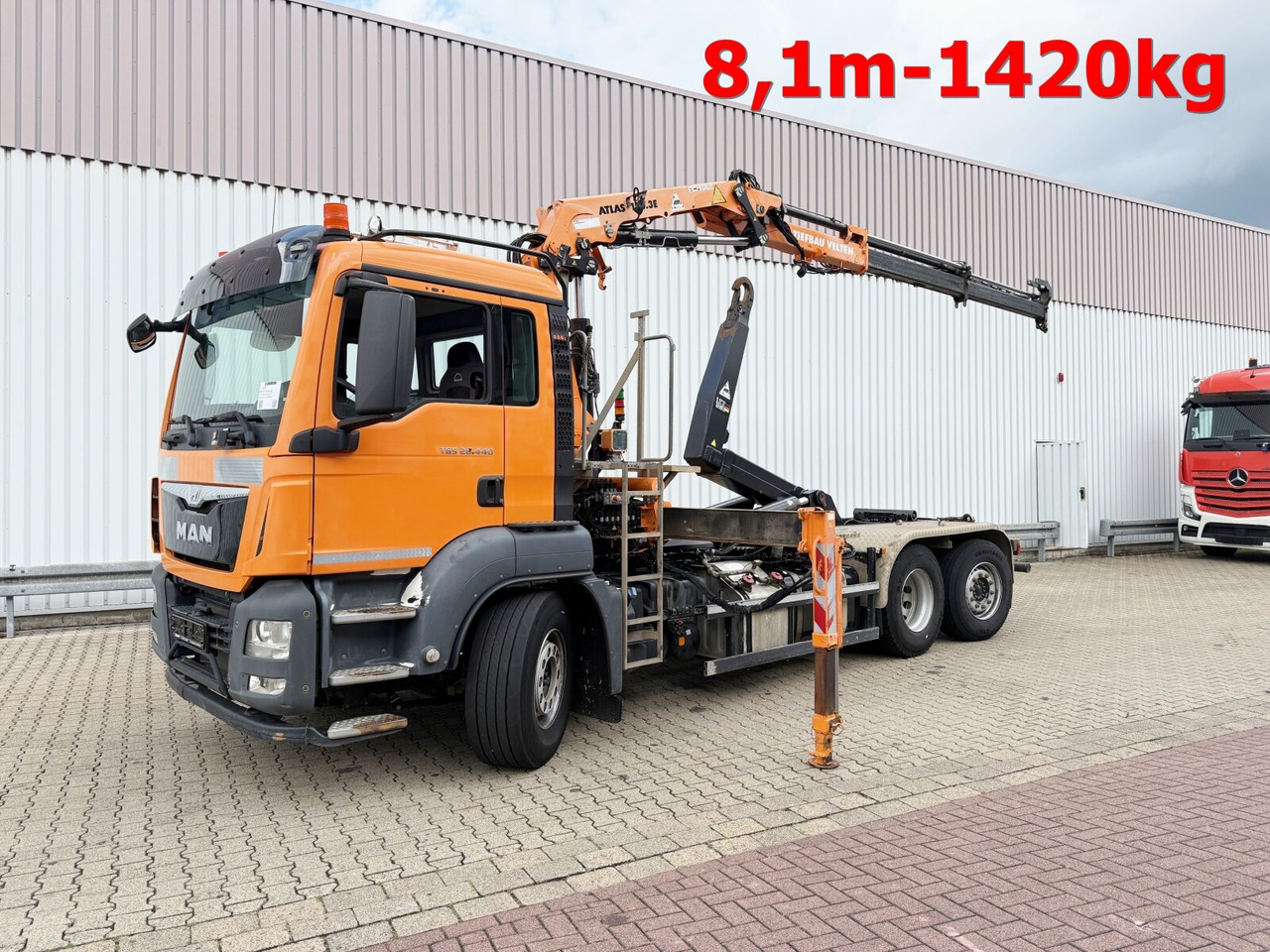MAN TGS 28.440 6x2-4 BL TGS 28.440 6x2-4 BL, Lenk-/Liftachse, Kran Atlas 126.3E-A2L, Funk - Φορτηγό φόρτωσης γάντζου, Φορτηγό με γερανό: φωτογραφία 1 MAN TGS 28.440 6x2-4 BL TGS 28.440 6x2-4 BL, Lenk-/Liftachse, Kran Atlas 126.3E-A2L, Funk - Φορτηγό φόρτωσης γάντζου, Φορτηγό με γερανό: φωτογραφία 1