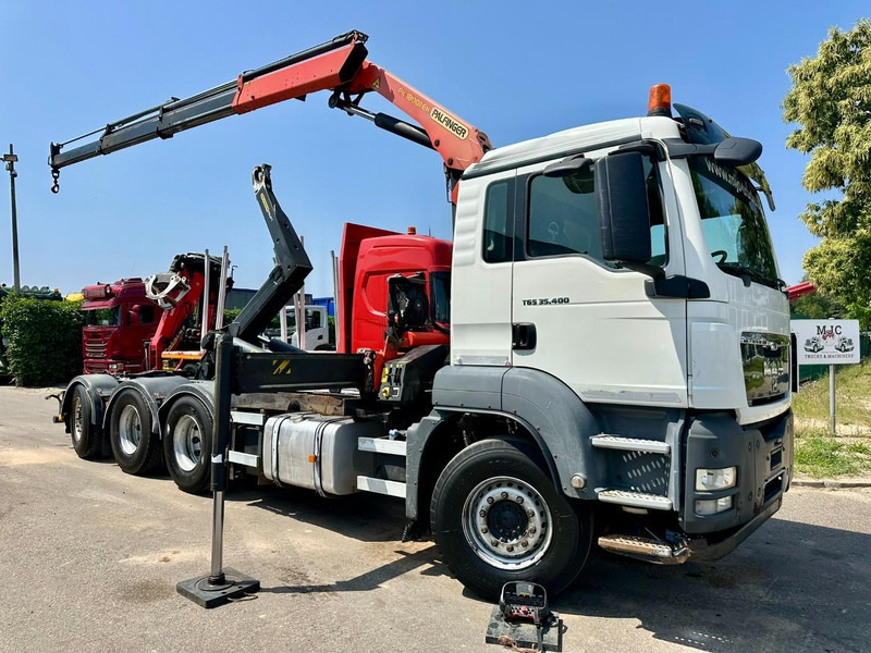 MAN TGS 35.400 8x4 TRIDEM HOOKLIFT T22 + CRANE PALFINGER PK 18001 EH + RADIO - EURO 5 - LIFT/STEERING AXLE - BE TRUCK - Φορτηγό φόρτωσης γάντζου, Φορτηγό με γερανό: φωτογραφία 1 MAN TGS 35.400 8x4 TRIDEM HOOKLIFT T22 + CRANE PALFINGER PK 18001 EH + RADIO - EURO 5 - LIFT/STEERING AXLE - BE TRUCK - Φορτηγό φόρτωσης γάντζου, Φορτηγό με γερανό: φωτογραφία 1