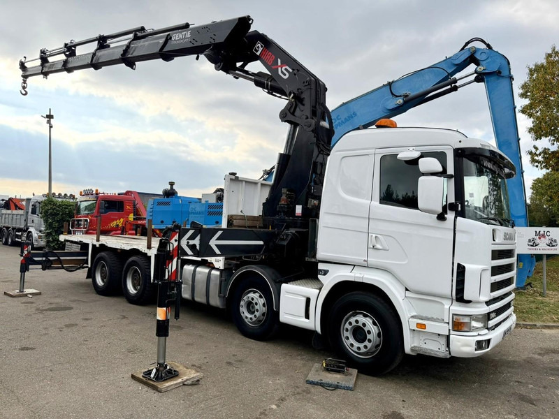 Scania 114C-380 8x4 PRITSCHE + KRAN HIAB 700 E-5 - PLATFORM 6m80 + TWISTLOCKS - MANUAL - RETARDER - STEEL SPRING / BIG AXLE HUB REDUCTION - AP ACHSEN - Φορτηγό με ανοιχτή καρότσα, Φορτηγό με γερανό: φωτογραφία 1 Scania 114C-380 8x4 PRITSCHE + KRAN HIAB 700 E-5 - PLATFORM 6m80 + TWISTLOCKS - MANUAL - RETARDER - STEEL SPRING / BIG AXLE HUB REDUCTION - AP ACHSEN - Φορτηγό με ανοιχτή καρότσα, Φορτηγό με γερανό: φωτογραφία 1