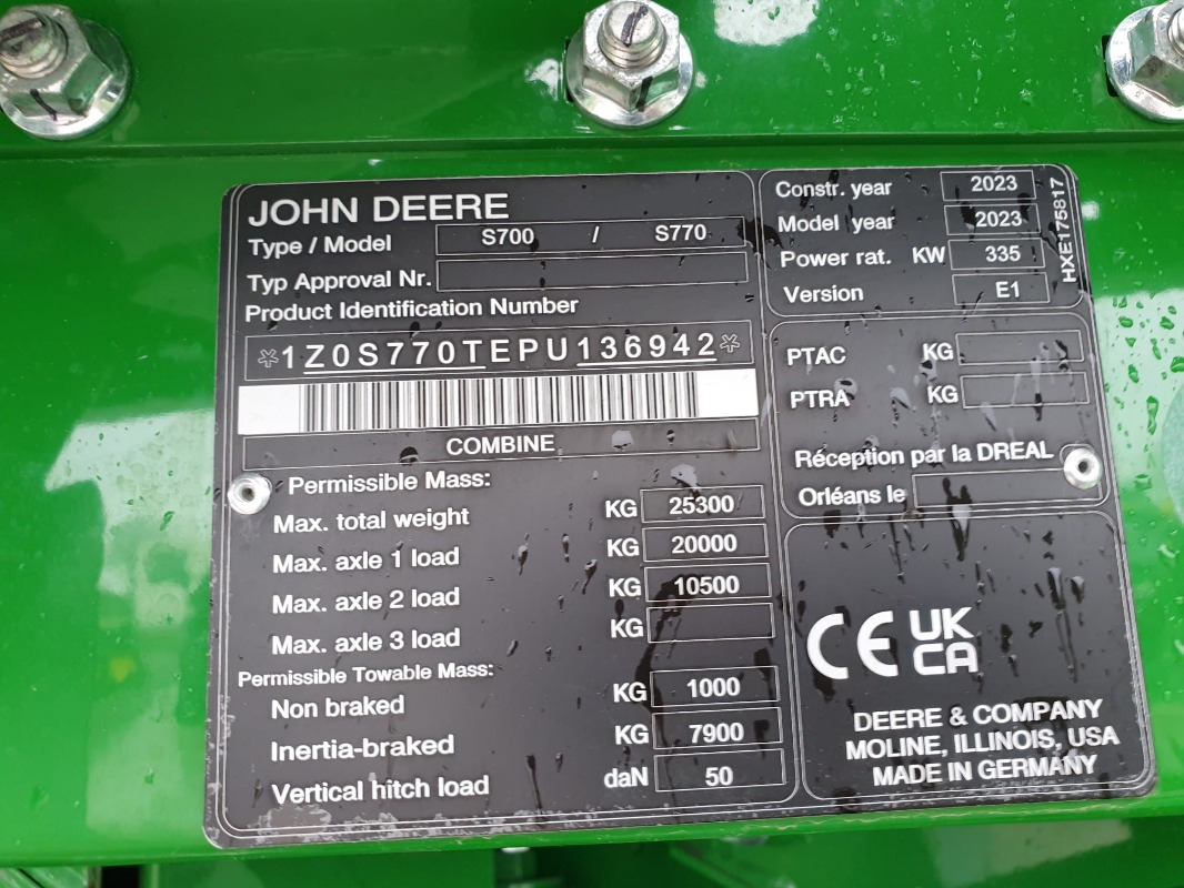 John Deere S770 - Θεριζοαλωνιστική μηχανή: φωτογραφία 2 John Deere S770 - Θεριζοαλωνιστική μηχανή: φωτογραφία 2