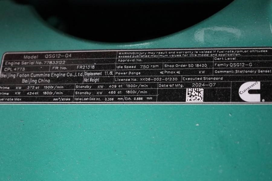 Cummins C450D5Q Declaration of Conformity, Diesel, 450kVA, - Βιομηχανική γεννήτρια: φωτογραφία 5 Cummins C450D5Q Declaration of Conformity, Diesel, 450kVA, - Βιομηχανική γεννήτρια: φωτογραφία 5