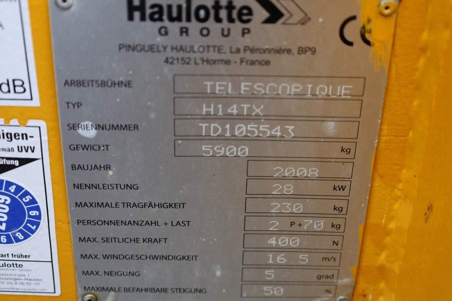 Τηλεσκοπικό ανυψωτικό Haulotte H14TX Diesel, 4x4 Drive, 14m Working Height, 10.6m: φωτογραφία 7 Τηλεσκοπικό ανυψωτικό Haulotte H14TX Diesel, 4x4 Drive, 14m Working Height, 10.6m: φωτογραφία 7