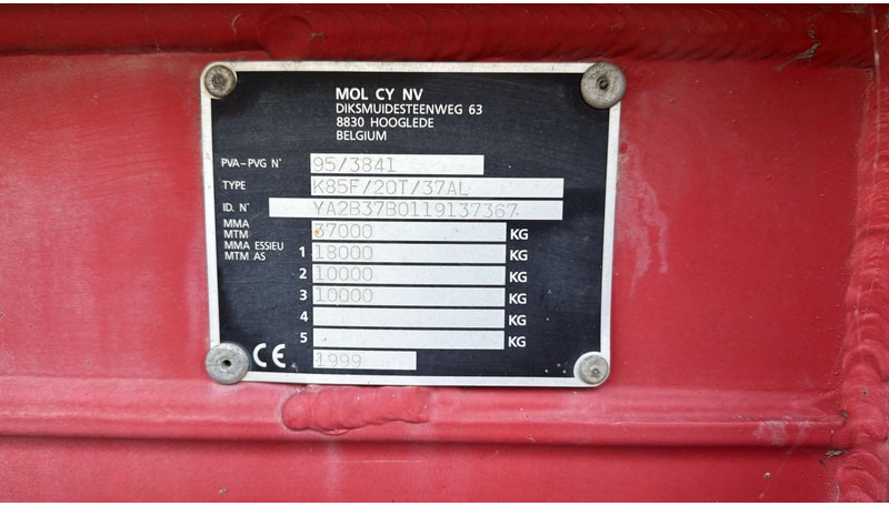 MOL KF85F/20T/37AI (BELGIAN TRAILER / DRUM BRAKES / FREINES TAMBOUR / BPW AXLES) - Επικαθήμενο ανατρεπόμενο: φωτογραφία 3 MOL KF85F/20T/37AI (BELGIAN TRAILER / DRUM BRAKES / FREINES TAMBOUR / BPW AXLES) - Επικαθήμενο ανατρεπόμενο: φωτογραφία 3