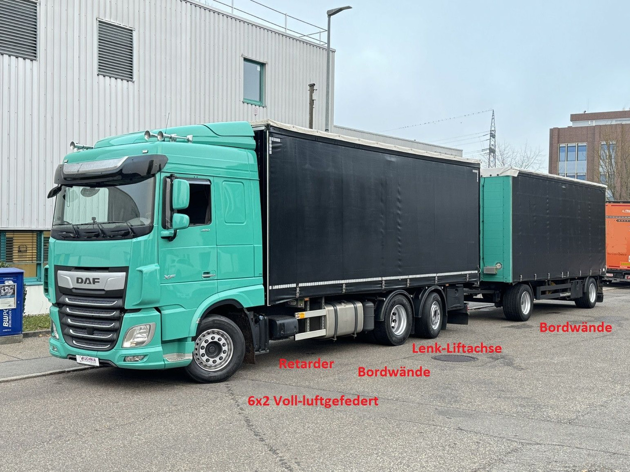 DAF XF480 6x2 Schiebeplane-Zug Bordwände Lenkachse - Φορτηγό μουσαμάς: φωτογραφία 1 DAF XF480 6x2 Schiebeplane-Zug Bordwände Lenkachse - Φορτηγό μουσαμάς: φωτογραφία 1