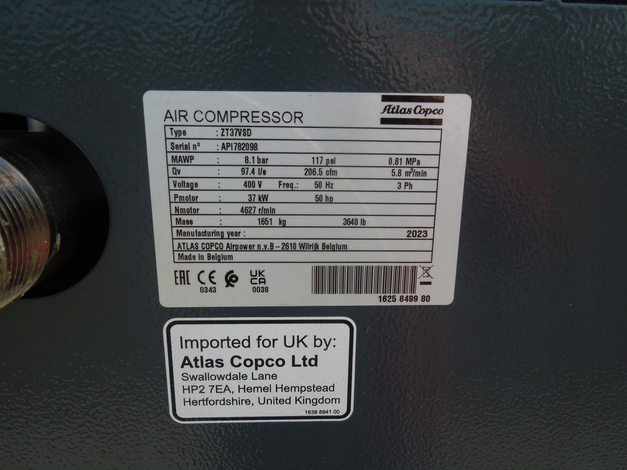 Αεροσυμπιεστής ATLAS COPCO ZT37VSDFF: φωτογραφία 7 Αεροσυμπιεστής ATLAS COPCO ZT37VSDFF: φωτογραφία 7