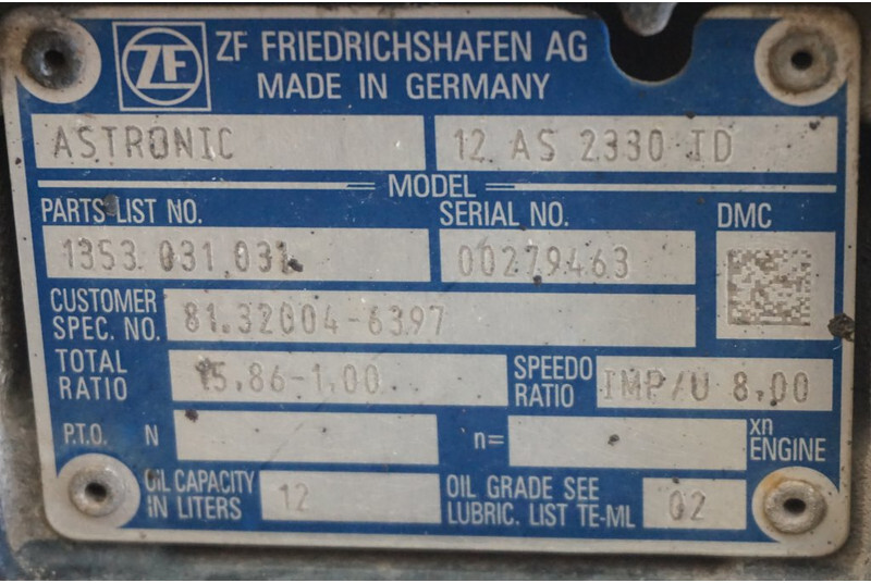 ZF 12AS2330DD TGX 81.32004-6297 - Κιβώτιο ταχυτήτων για Φορτηγό: φωτογραφία 5 ZF 12AS2330DD TGX 81.32004-6297 - Κιβώτιο ταχυτήτων για Φορτηγό: φωτογραφία 5