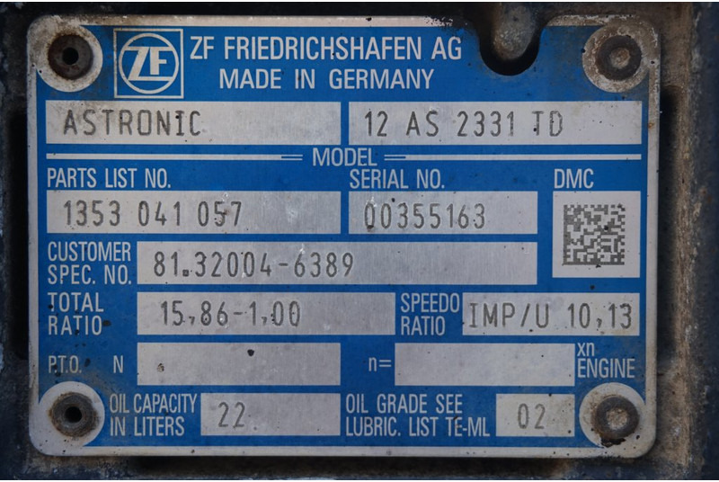 ZF 12AS2331DD+INT3 - Κιβώτιο ταχυτήτων για Φορτηγό: φωτογραφία 5 ZF 12AS2331DD+INT3 - Κιβώτιο ταχυτήτων για Φορτηγό: φωτογραφία 5