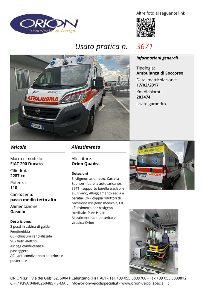 Ασθενοφόρο ORION FIAT 290 DUCATO: φωτογραφία 7