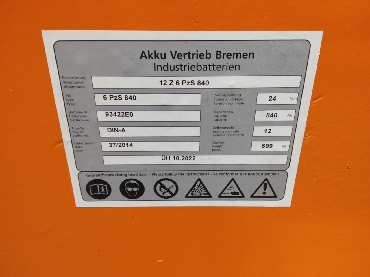 AVB 24V 840Ah - Συσσωρευτής για Ανυψωτικό μηχάνημα: φωτογραφία 2 AVB 24V 840Ah - Συσσωρευτής για Ανυψωτικό μηχάνημα: φωτογραφία 2