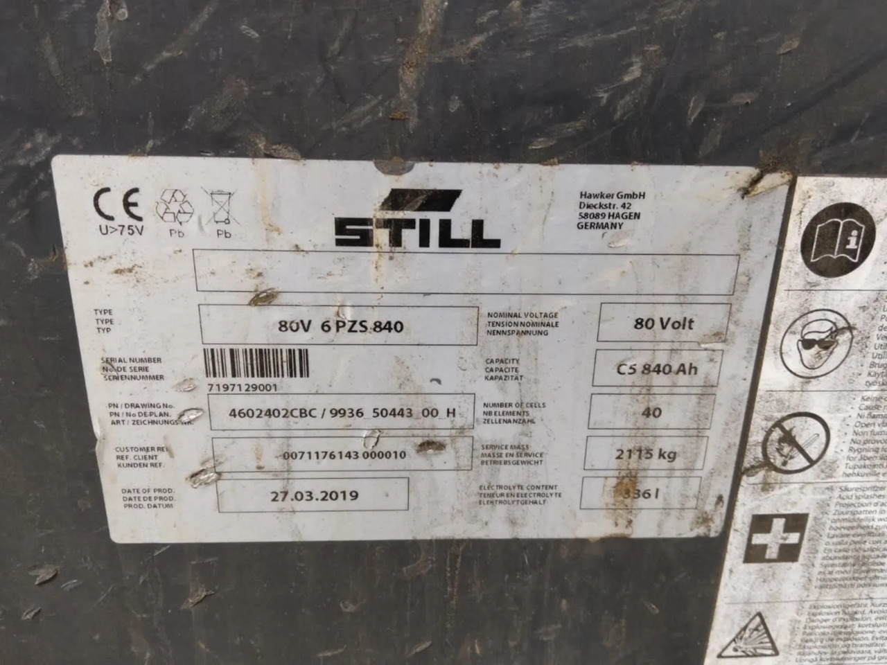 Hawker Battery 80V 840Ah - Συσσωρευτής για Ανυψωτικό μηχάνημα: φωτογραφία 2 Hawker Battery 80V 840Ah - Συσσωρευτής για Ανυψωτικό μηχάνημα: φωτογραφία 2