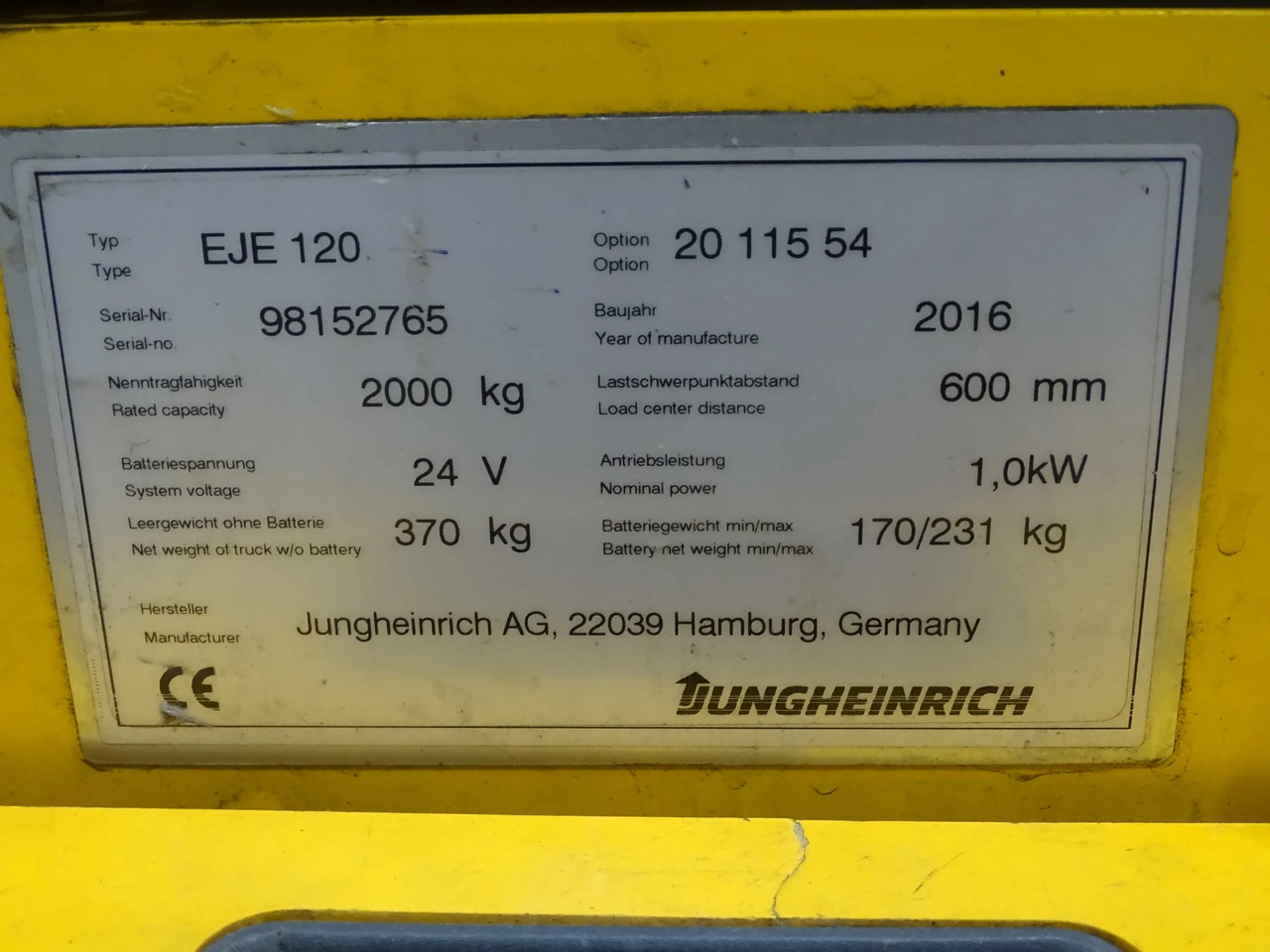 Jungheinrich EJE120 - Παλετοφόρο: φωτογραφία 4 Jungheinrich EJE120 - Παλετοφόρο: φωτογραφία 4