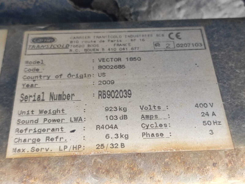 CARRIER VECTOR 1850 REFRIGERATION UNIT / KÜLMASEADE - Αμάξωμα - ψυγείο: φωτογραφία 3 CARRIER VECTOR 1850 REFRIGERATION UNIT / KÜLMASEADE - Αμάξωμα - ψυγείο: φωτογραφία 3