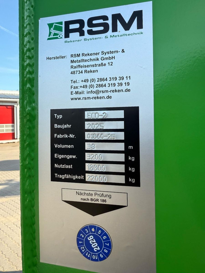 Ρυμούλκα μεταφοράς εμπορευματοκιβωτίων/ Κινητό αμάξωμα RSM Abrollcontainer 38m³ mit hydr. Heckklappe: φωτογραφία 15