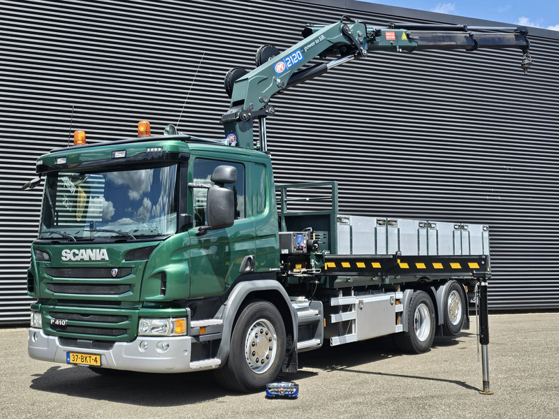 Scania P410 / 6X2-4 / 21 t/m CRANE / KRAN - Φορτηγό με ανοιχτή καρότσα, Φορτηγό με γερανό: φωτογραφία 1 Scania P410 / 6X2-4 / 21 t/m CRANE / KRAN - Φορτηγό με ανοιχτή καρότσα, Φορτηγό με γερανό: φωτογραφία 1